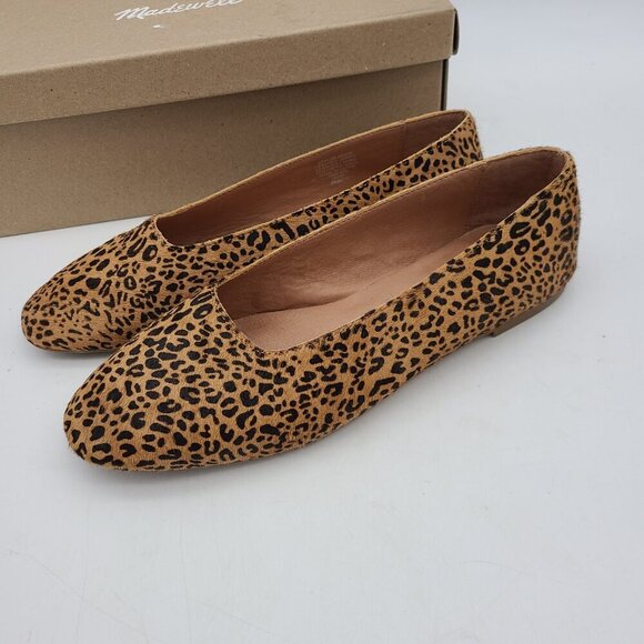Madewell Square Toe Flats in Leopard Calf Hair Desert Dune Multi Size 8.5 - Picture 9 of 11